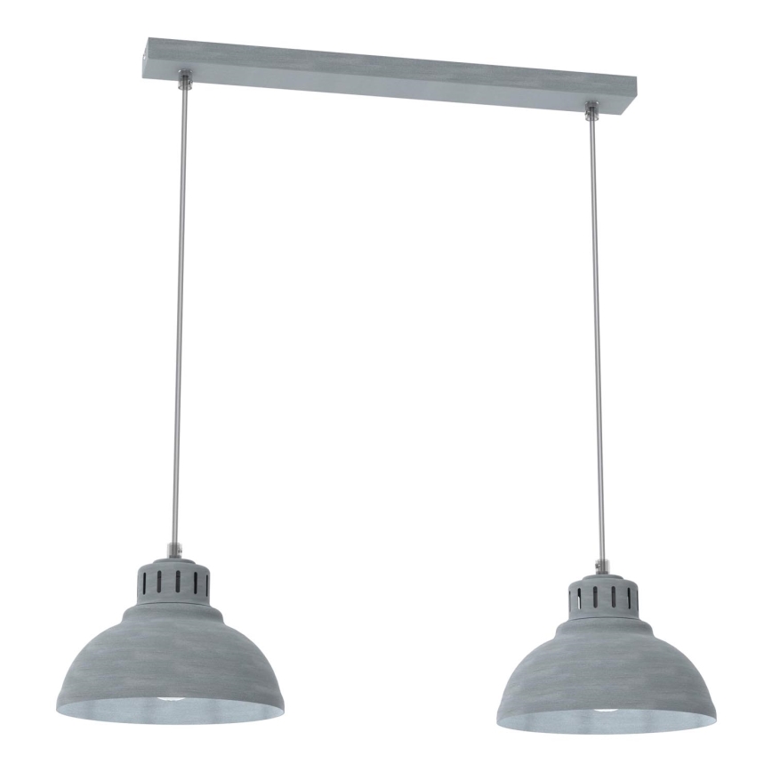 Lampadario a sospensione con filo SVEN 2xE27/15W/230V grigio