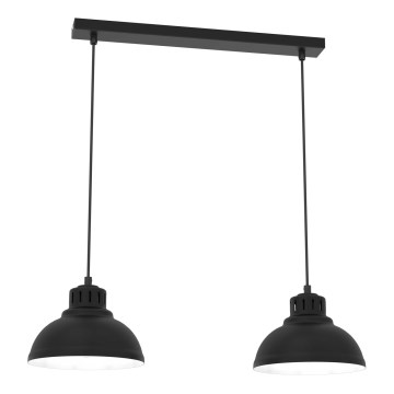 Lampadario a sospensione con filo SVEN 2xE27/15W/230V nero