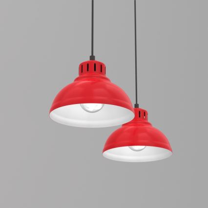 Lampadario a sospensione con filo SVEN 2xE27/15W/230V rosso