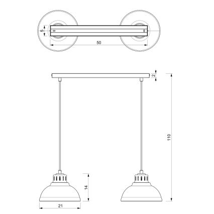 Lampadario a sospensione con filo SVEN 2xE27/15W/230V rosso