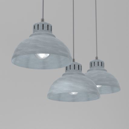 Lampadario a sospensione con filo SVEN 3xE27/15W/230V grigio