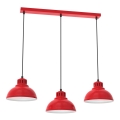 Lampadario a sospensione con filo SVEN 3xE27/15W/230V rosso