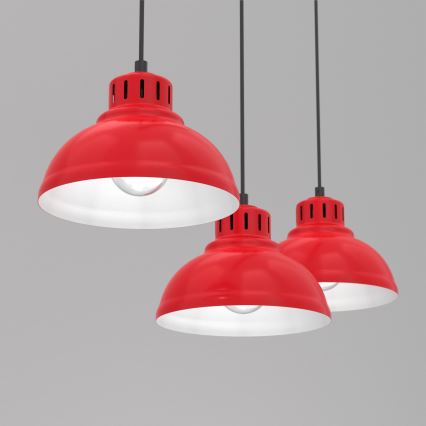 Lampadario a sospensione con filo SVEN 3xE27/15W/230V rosso