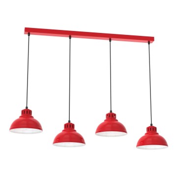 Lampadario a sospensione con filo SVEN 4xE27/15W/230V rosso