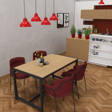 Lampadario a sospensione con filo SVEN 4xE27/15W/230V rosso