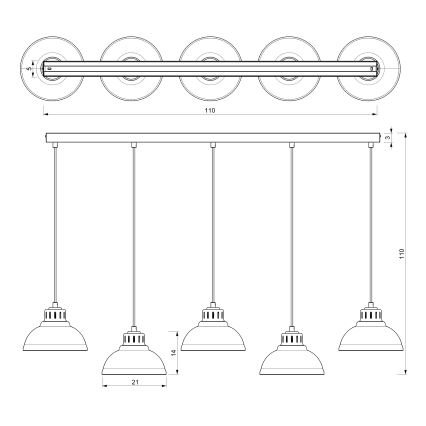 Lampadario a sospensione con filo SVEN 5xE27/15W/230V bianco