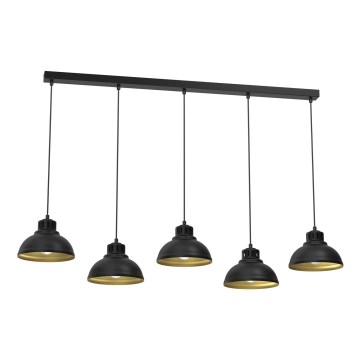 Lampadario a sospensione con filo SVEN 5xE27/15W/230V nero/oro