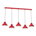 Lampadario a sospensione con filo SVEN 5xE27/15W/230V rosso