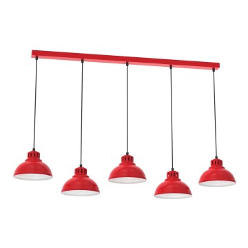 Lampadario a sospensione con filo SVEN 5xE27/15W/230V rosso