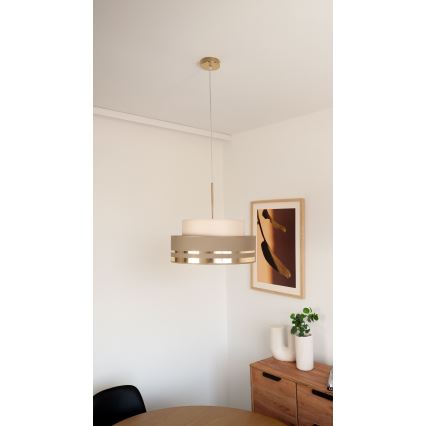 Lampadario a sospensione con filo TAMI 1xE27/60W/230V beige/marrone/oro