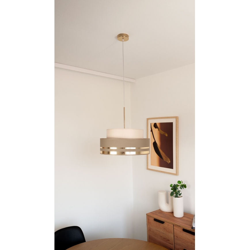 Lampadario a sospensione con filo TAMI 1xE27/60W/230V beige/marrone/oro