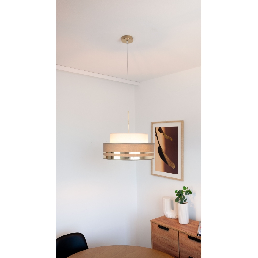 Lampadario a sospensione con filo TAMI 1xE27/60W/230V beige/marrone/oro