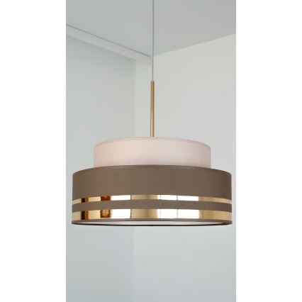 Lampadario a sospensione con filo TAMI 1xE27/60W/230V beige/marrone/oro