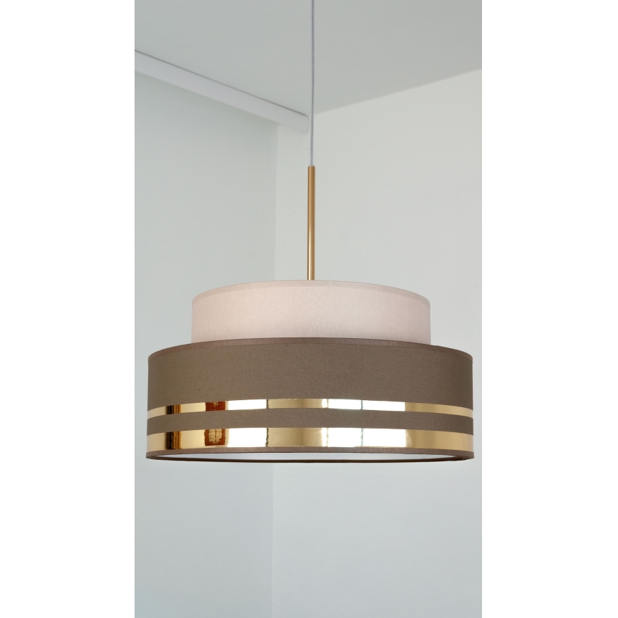 Lampadario a sospensione con filo TAMI 1xE27/60W/230V beige/marrone/oro