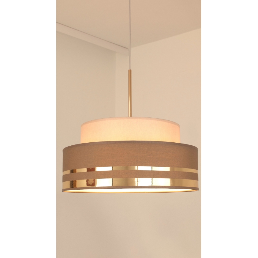 Lampadario a sospensione con filo TAMI 1xE27/60W/230V beige/marrone/oro