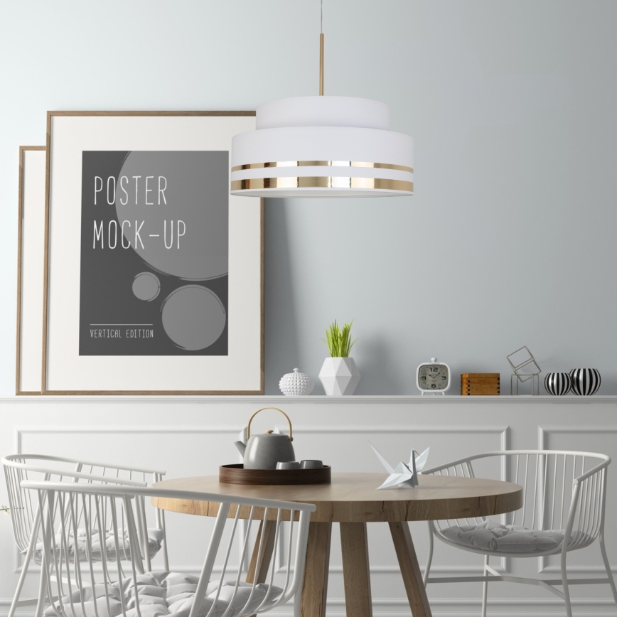 Lampadario a sospensione con filo TAMI 1xE27/60W/230V color crema/oro