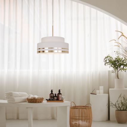 Lampadario a sospensione con filo TAMI 1xE27/60W/230V color crema/oro