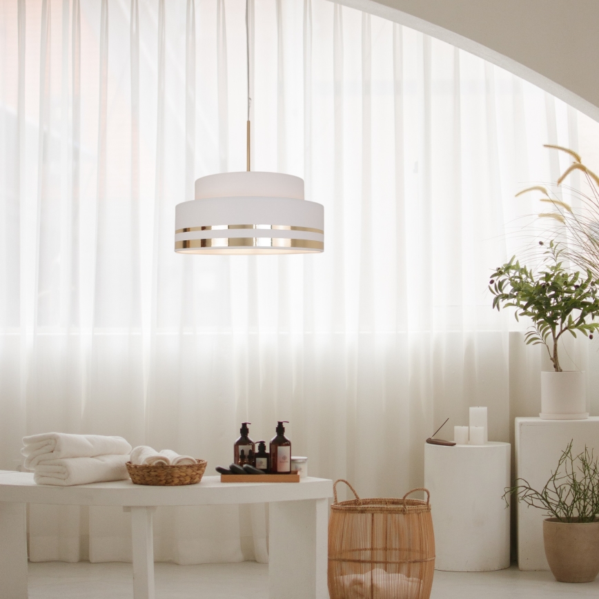 Lampadario a sospensione con filo TAMI 1xE27/60W/230V color crema/oro