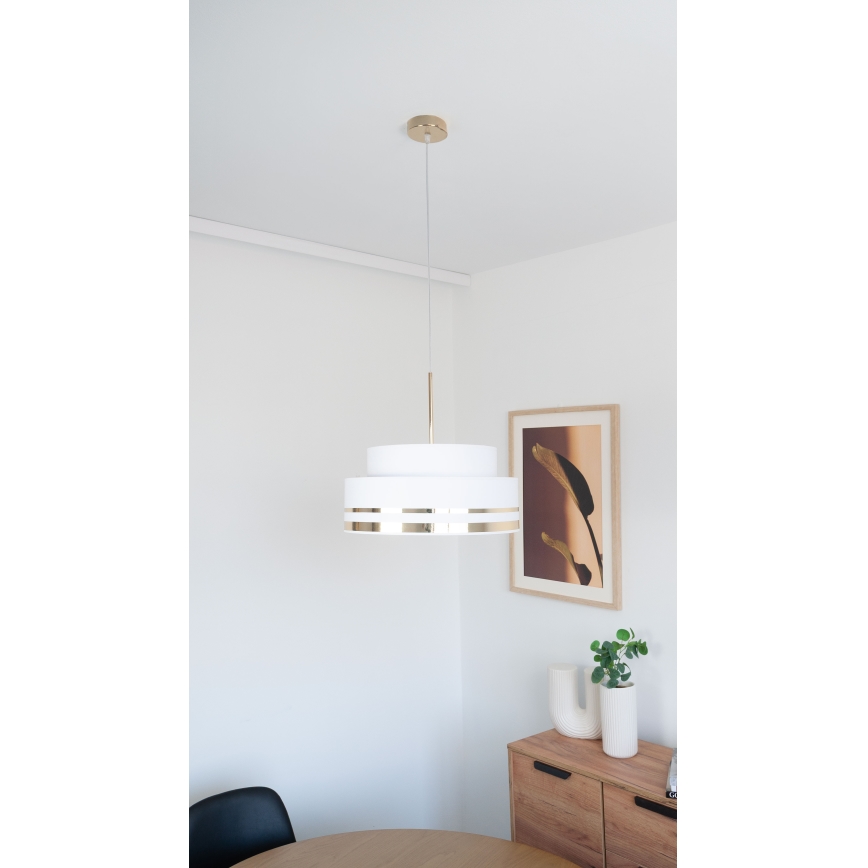 Lampadario a sospensione con filo TAMI 1xE27/60W/230V color crema/oro