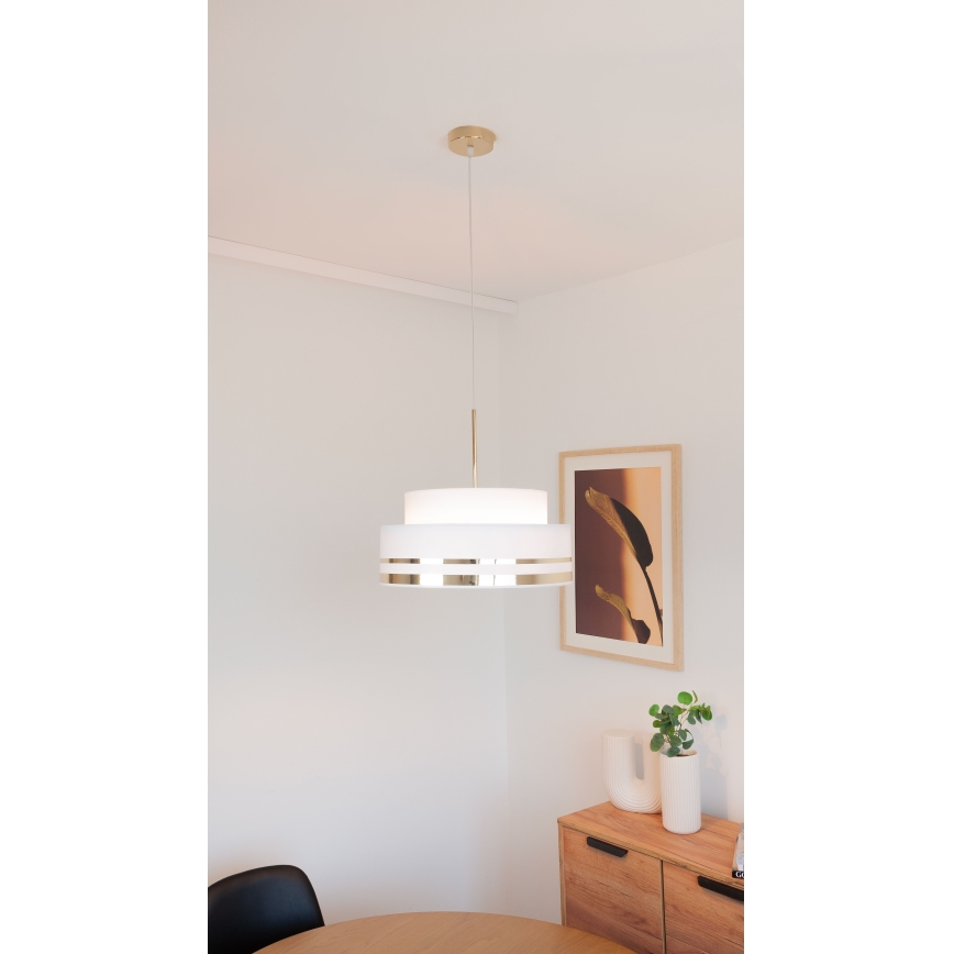 Lampadario a sospensione con filo TAMI 1xE27/60W/230V color crema/oro