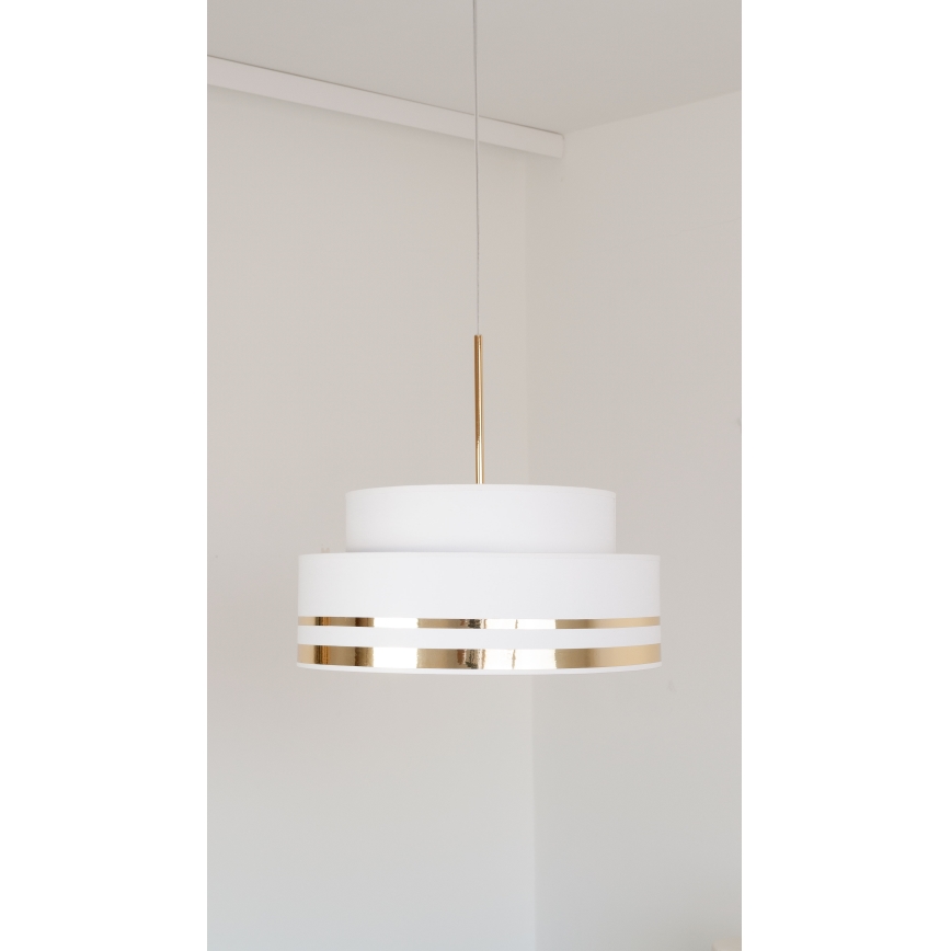 Lampadario a sospensione con filo TAMI 1xE27/60W/230V color crema/oro