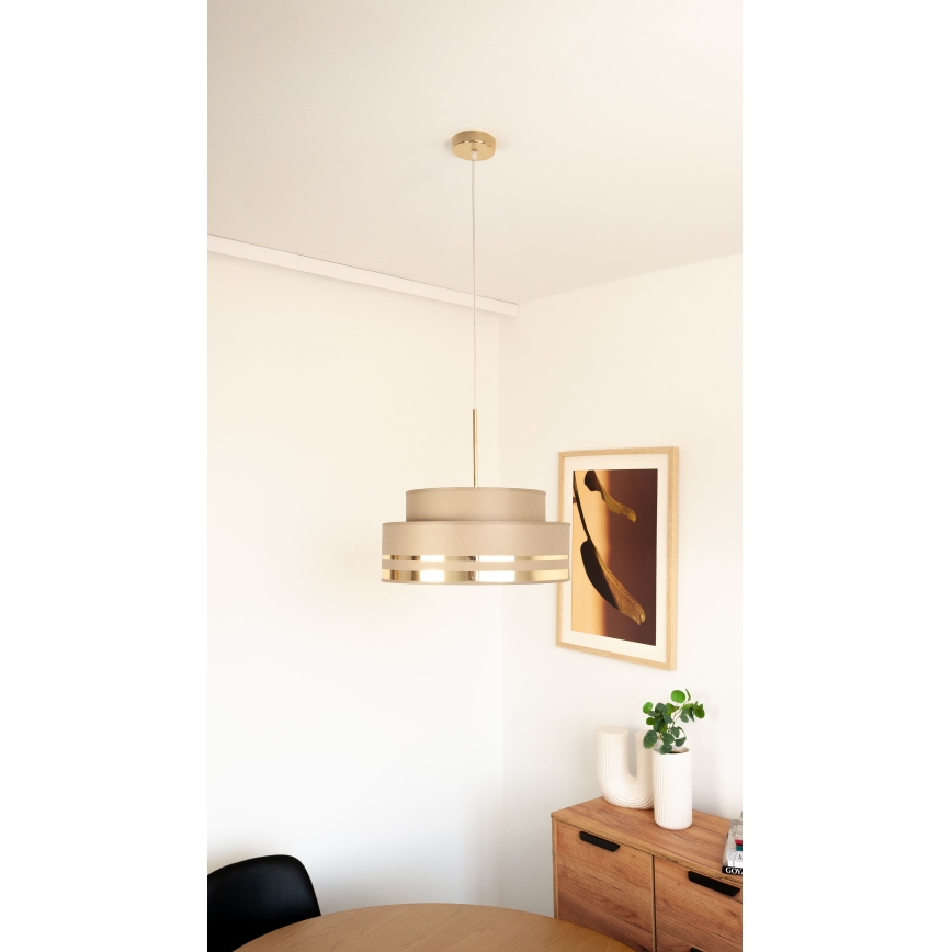 Lampadario a sospensione con filo TAMI 1xE27/60W/230V marrone/oro
