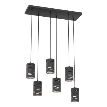 Lampadario a sospensione con filo TANK 6xE27/15W/230V nero
