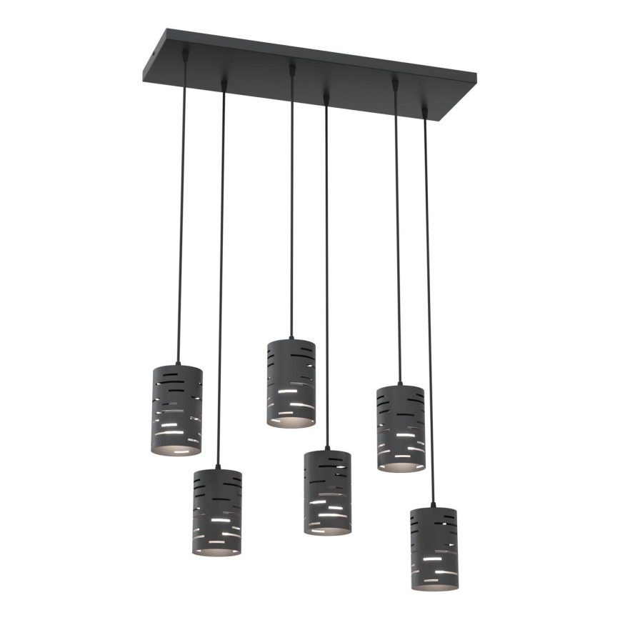 Lampadario a sospensione con filo TANK 6xE27/15W/230V nero