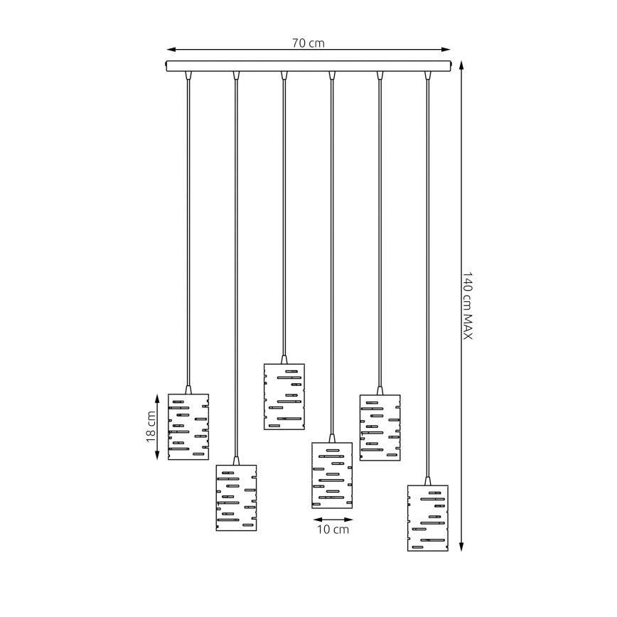 Lampadario a sospensione con filo TANK 6xE27/15W/230V nero