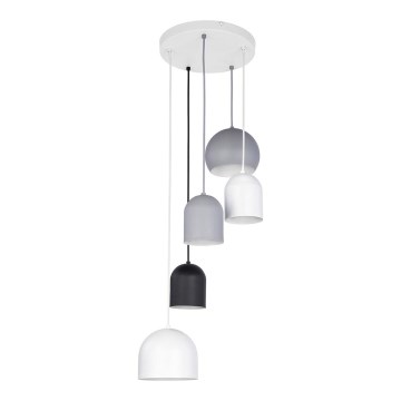 Lampadario a sospensione con filo TEMPRE 5xE27/15W/230V bianco/grigio/nero