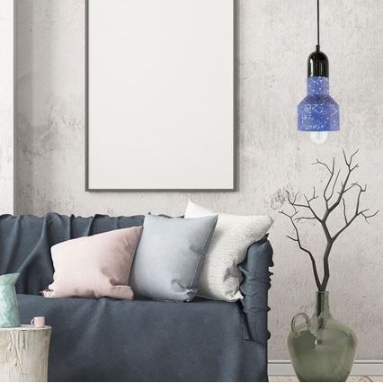 Lampadario a sospensione con filo TERRAZZO 1xE27/60W/230V diametro 12 cm blu