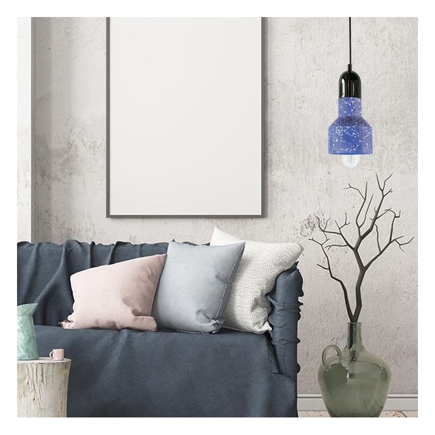 Lampadario a sospensione con filo TERRAZZO 1xE27/60W/230V diametro 12 cm blu