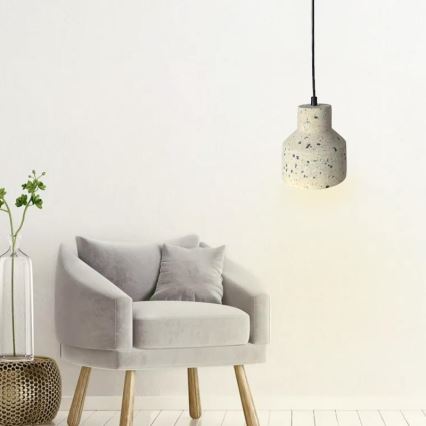Lampadario a sospensione con filo TERRAZZO 1xE27/60W/230V diametro 12 cm color crema