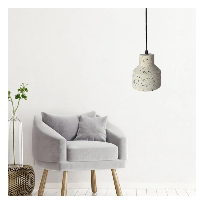 Lampadario a sospensione con filo TERRAZZO 1xE27/60W/230V diametro 12 cm color crema