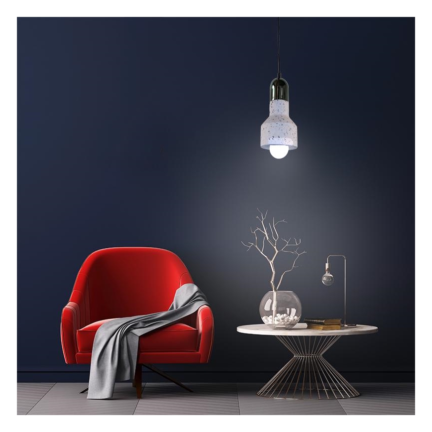 Lampadario a sospensione con filo TERRAZZO 1xE27/60W/230V diametro 12 cm color crema