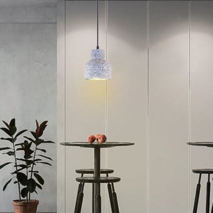 Lampadario a sospensione con filo TERRAZZO 1xE27/60W/230V diametro 12 cm grigio