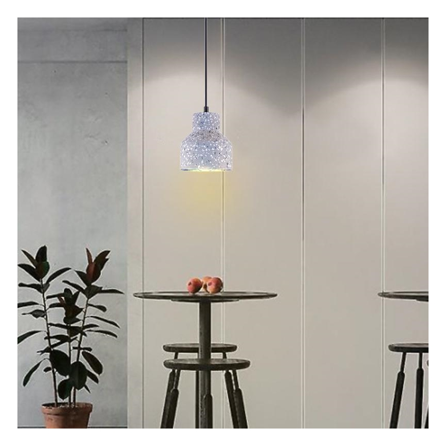 Lampadario a sospensione con filo TERRAZZO 1xE27/60W/230V diametro 12 cm grigio