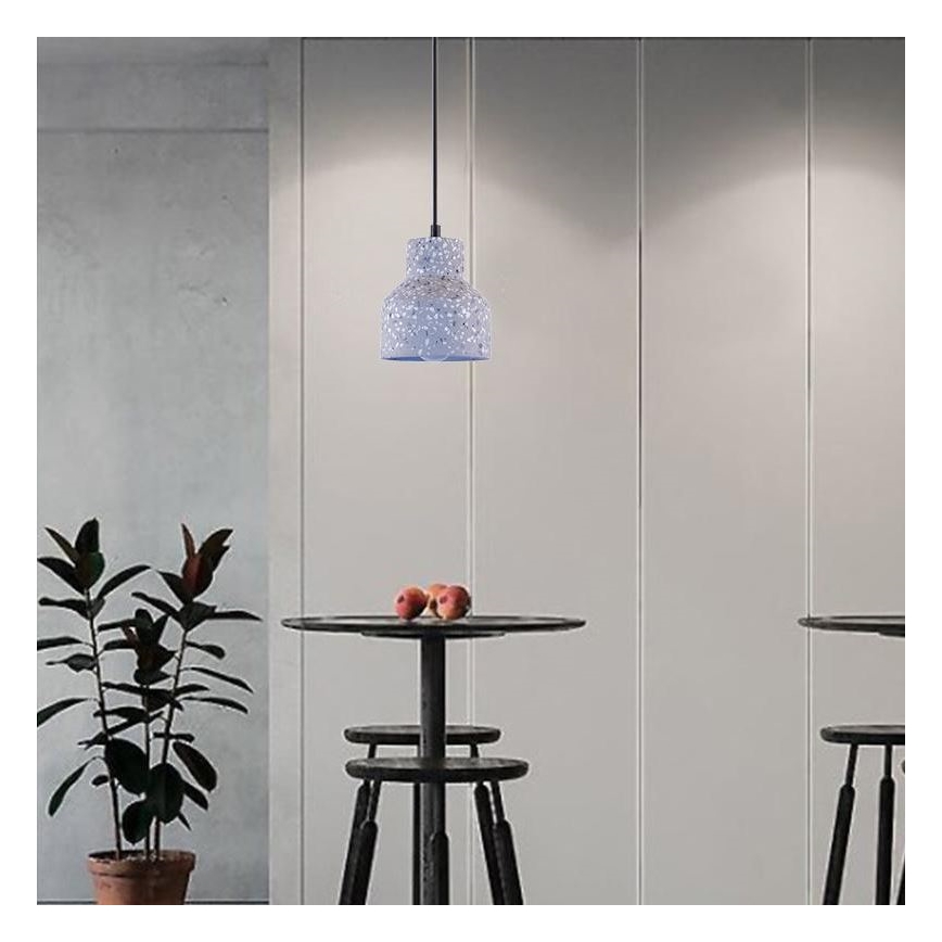Lampadario a sospensione con filo TERRAZZO 1xE27/60W/230V diametro 12 cm grigio