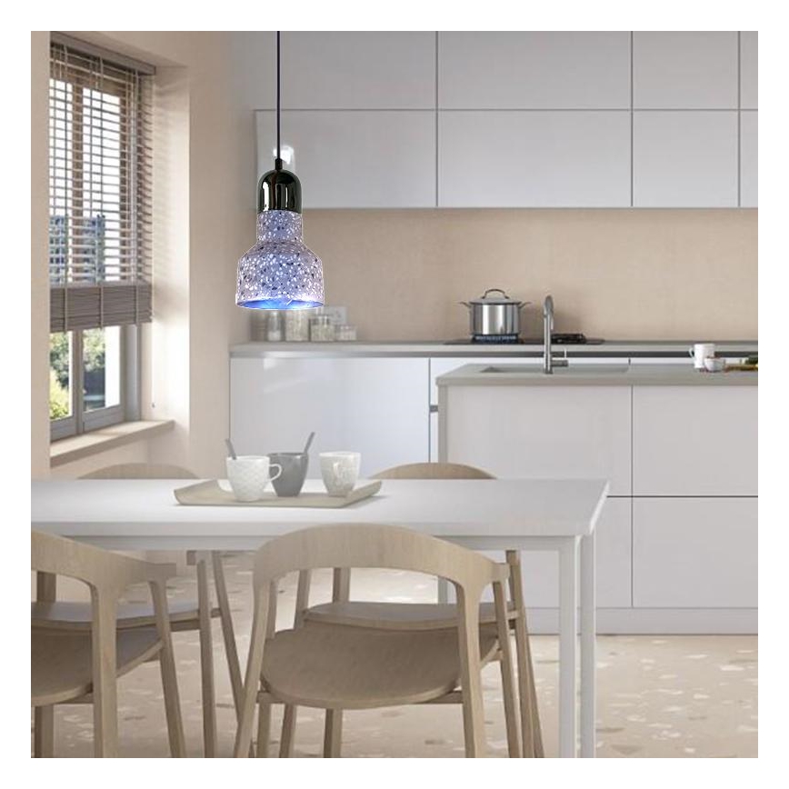 Lampadario a sospensione con filo TERRAZZO 1xE27/60W/230V diametro 12 cm grigio