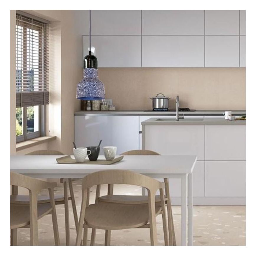 Lampadario a sospensione con filo TERRAZZO 1xE27/60W/230V diametro 12 cm grigio