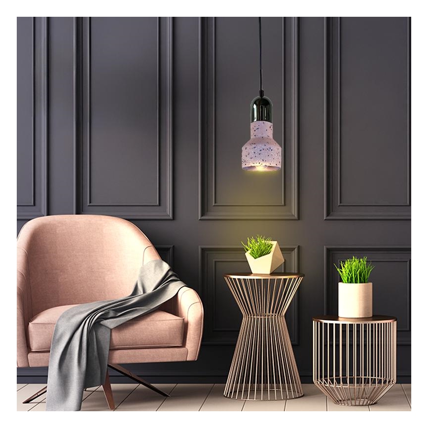 Lampadario a sospensione con filo TERRAZZO 1xE27/60W/230V diametro 12 cm rosso