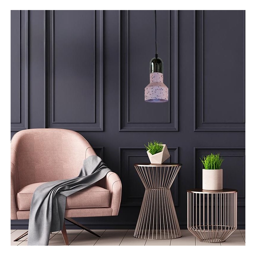 Lampadario a sospensione con filo TERRAZZO 1xE27/60W/230V diametro 12 cm rosso