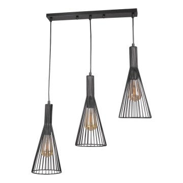 Lampadario a sospensione con filo TIANA 3xE27/20W/230V nero