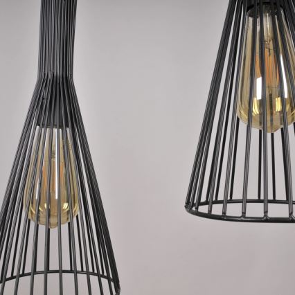 Lampadario a sospensione con filo TIANA 3xE27/20W/230V nero