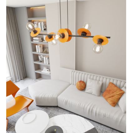 Lampadario a sospensione con filo TOKEN 6xE27/15W/230V arancione