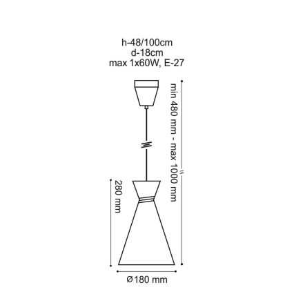 Lampadario a sospensione con filo TOKYO 1xE27/60W/230V