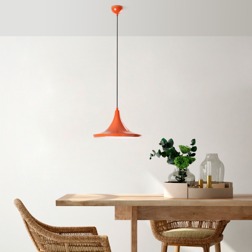 Lampadario a sospensione con filo TOM 1xE27/40W/230V arancione