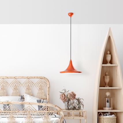 Lampadario a sospensione con filo TOM 1xE27/40W/230V arancione