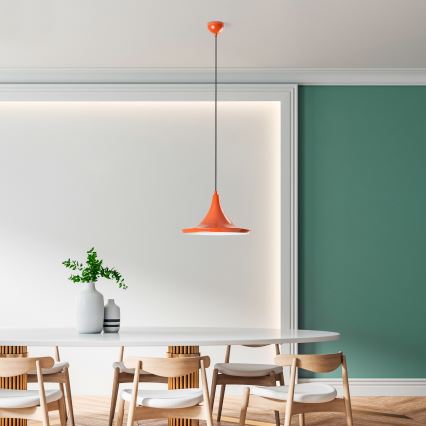 Lampadario a sospensione con filo TOM 1xE27/40W/230V arancione