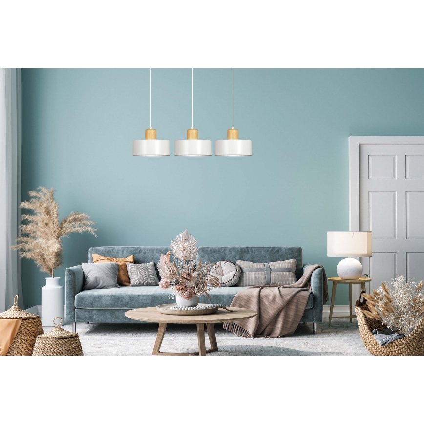 Lampadario a sospensione con filo TORIN 3xE27/15W/230V bianco